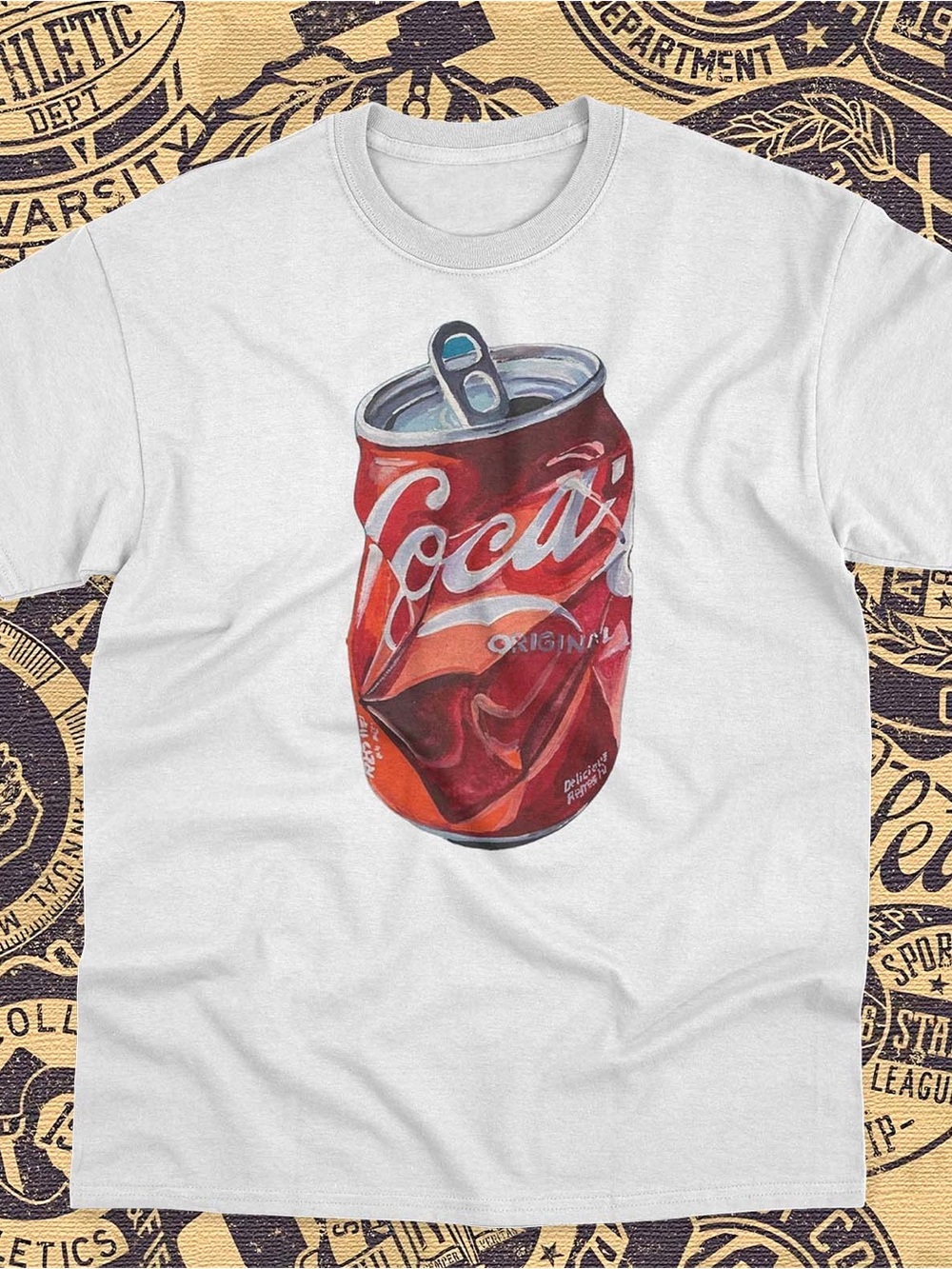 Gildan White Long Sleeve Tee with Red Soda Can Graphic